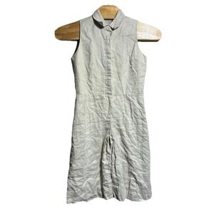 LAFAYETTE 148 Women's 100% Linen‎ Dress Size 12 Oatmeal Sleeveless Buttons